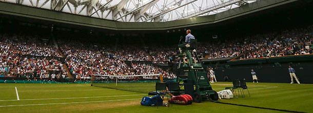 Das center Court von Wimbledon während des Grand Slam-Turniers